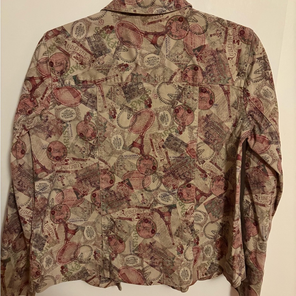 Vintage Parisian Print Jean Jacket